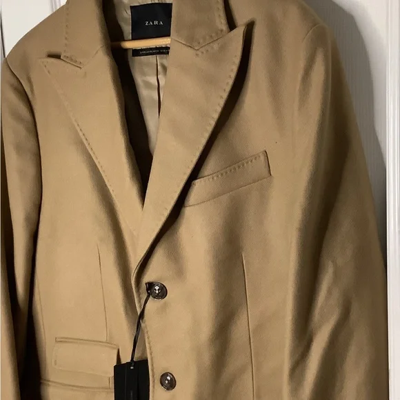 Zara Tan Wool Coat NWOT - Picture 7 of 15